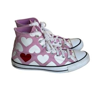 Converse High Twisted Hearts Sneakers Peony Pink Red Women's Size 10